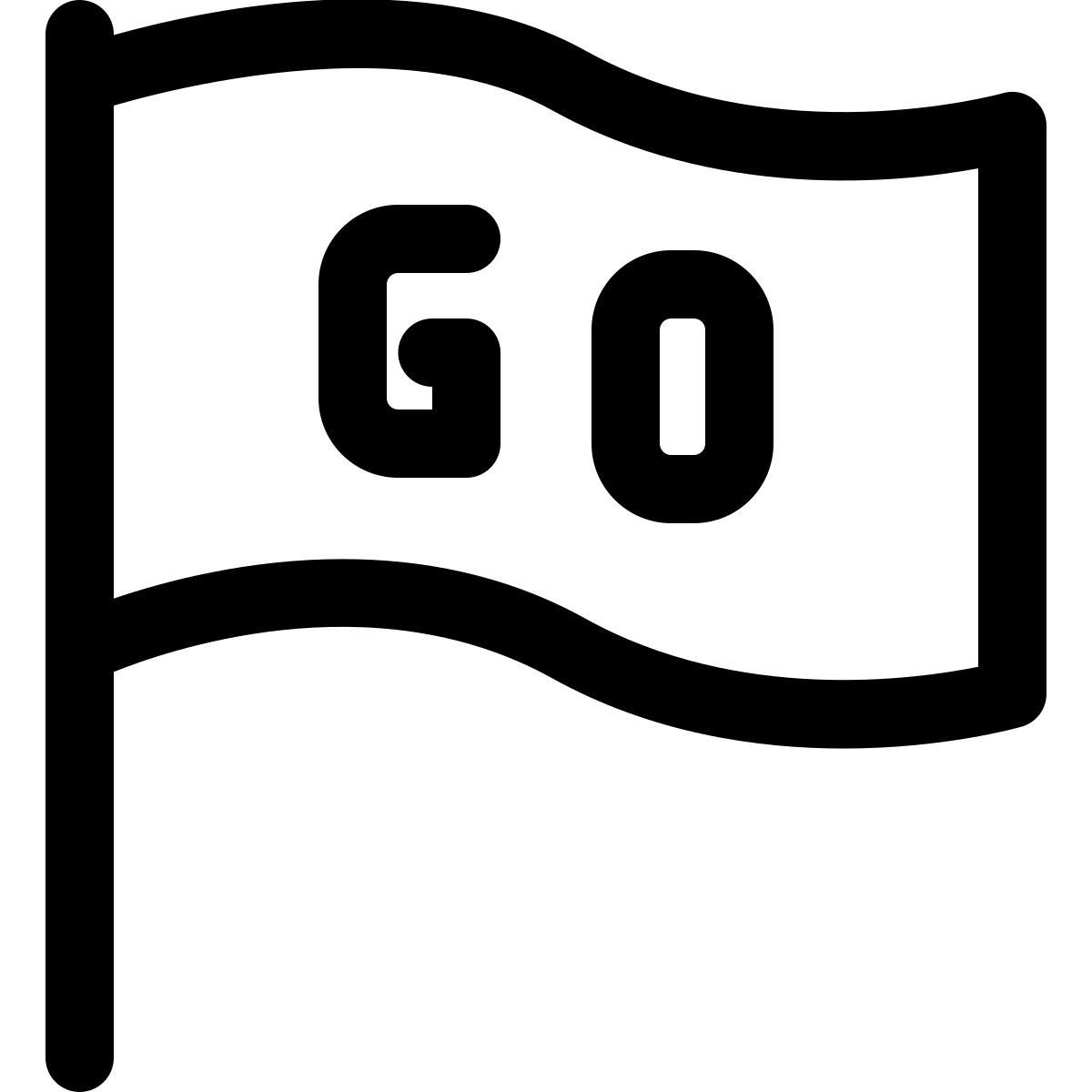 Gehen Sie mit der wehenden Flagge icon