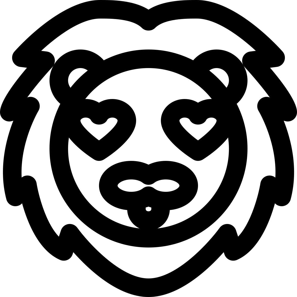 leone sorridente, romantico e felice con gli occhi a cuore icon