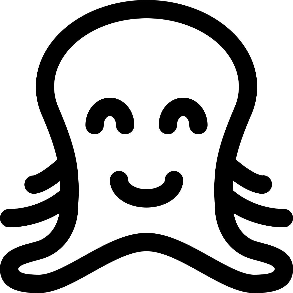 emoji avec un visage de pieuvre souriant et heureux, les yeux fermés icon