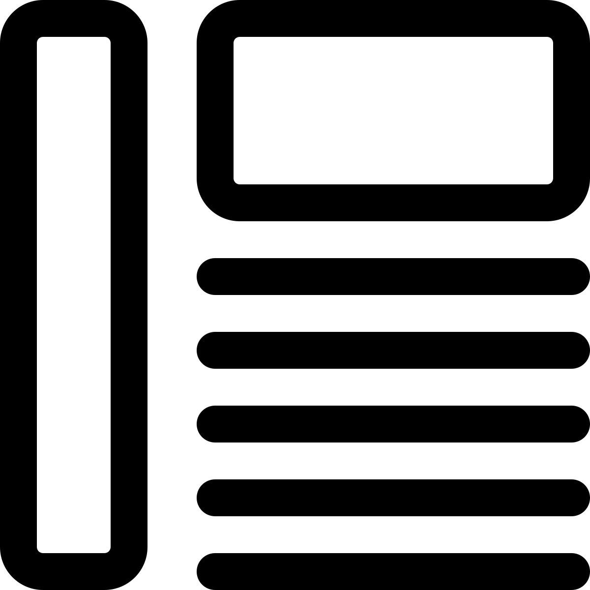 text mit seitenleiste icon