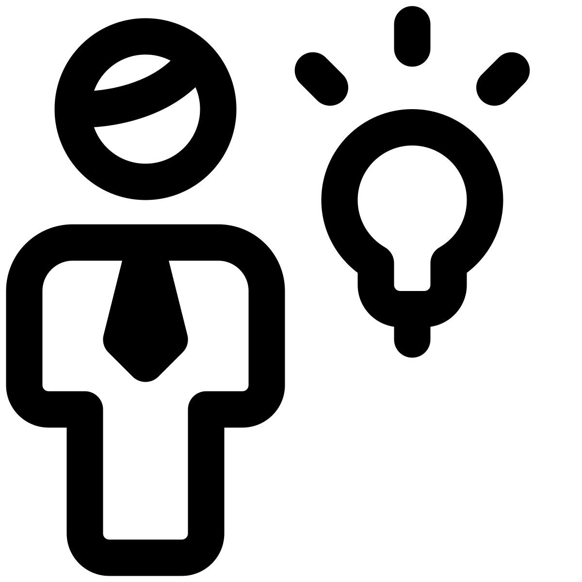 innovative idea for bright businessman isolated on white background icon
