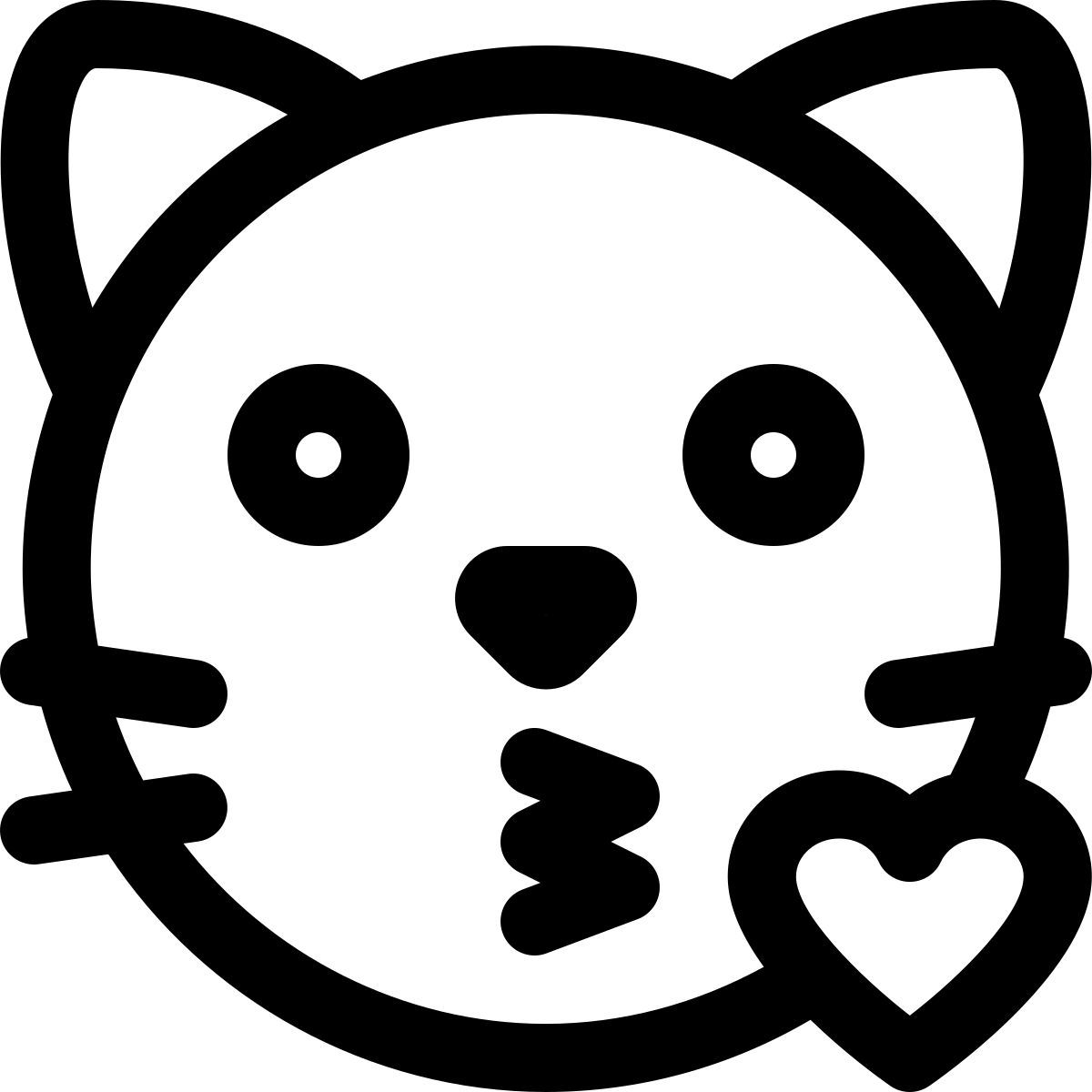 kätzchen wirft einen kuss mit herz, liebesausdruck icon