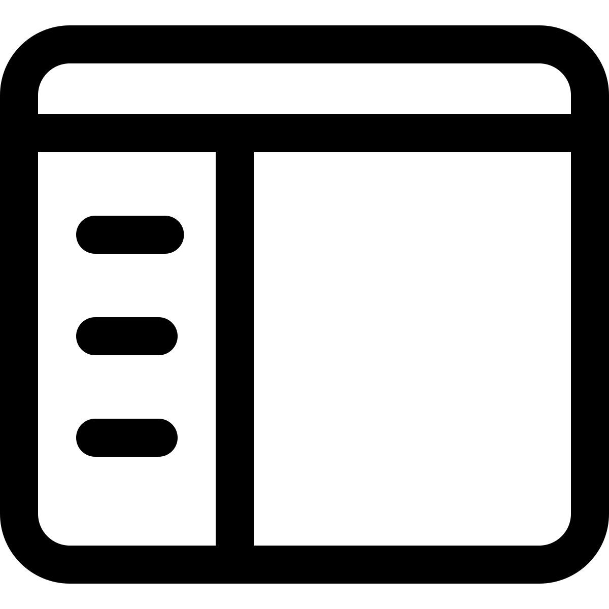 página com menu icon