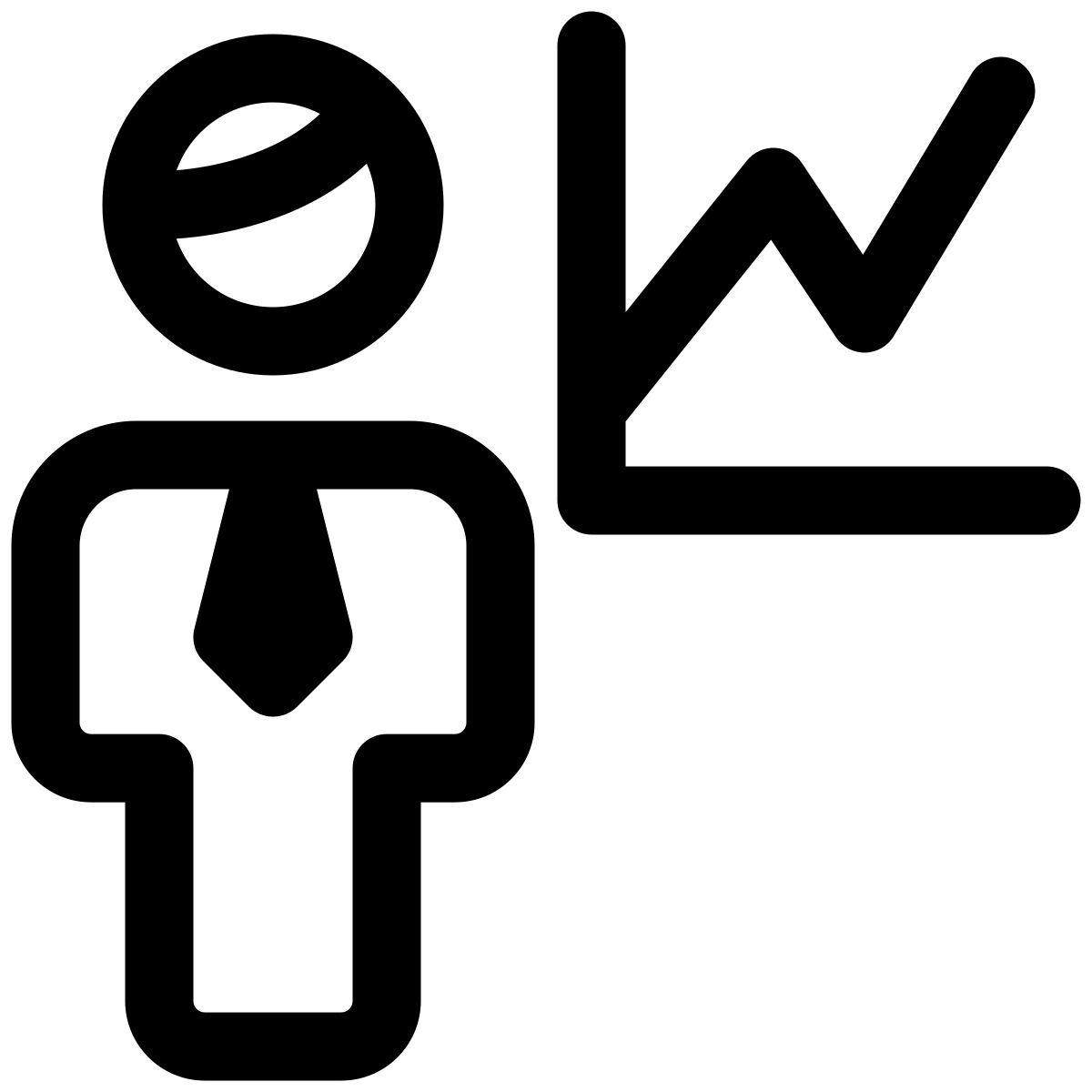 line chart of the businessman with sales graph icon