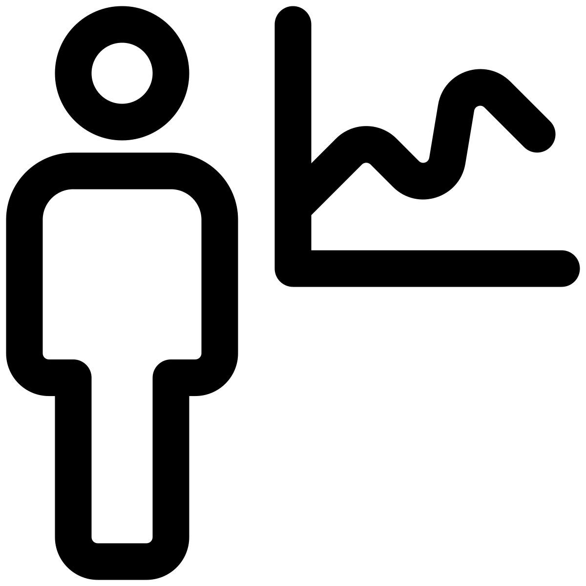 line chart of the employee with sales graph icon