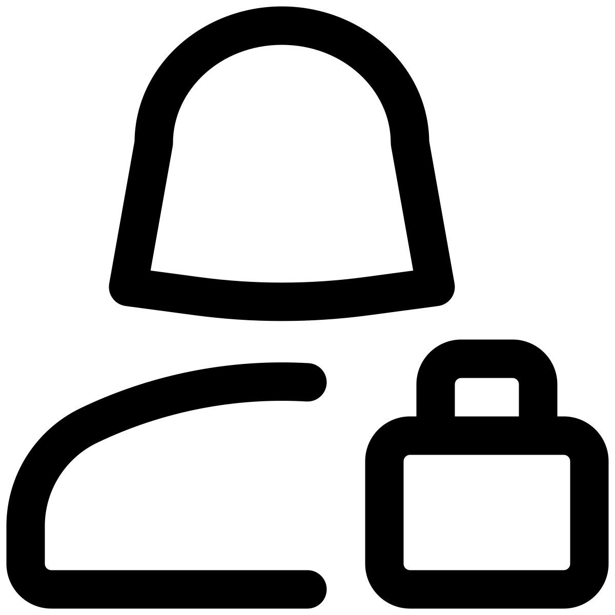 Locking the profile of a single female user isolated on a white background icon