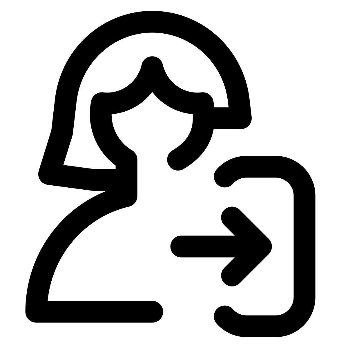 login access of a user with a right direction arrow key icon