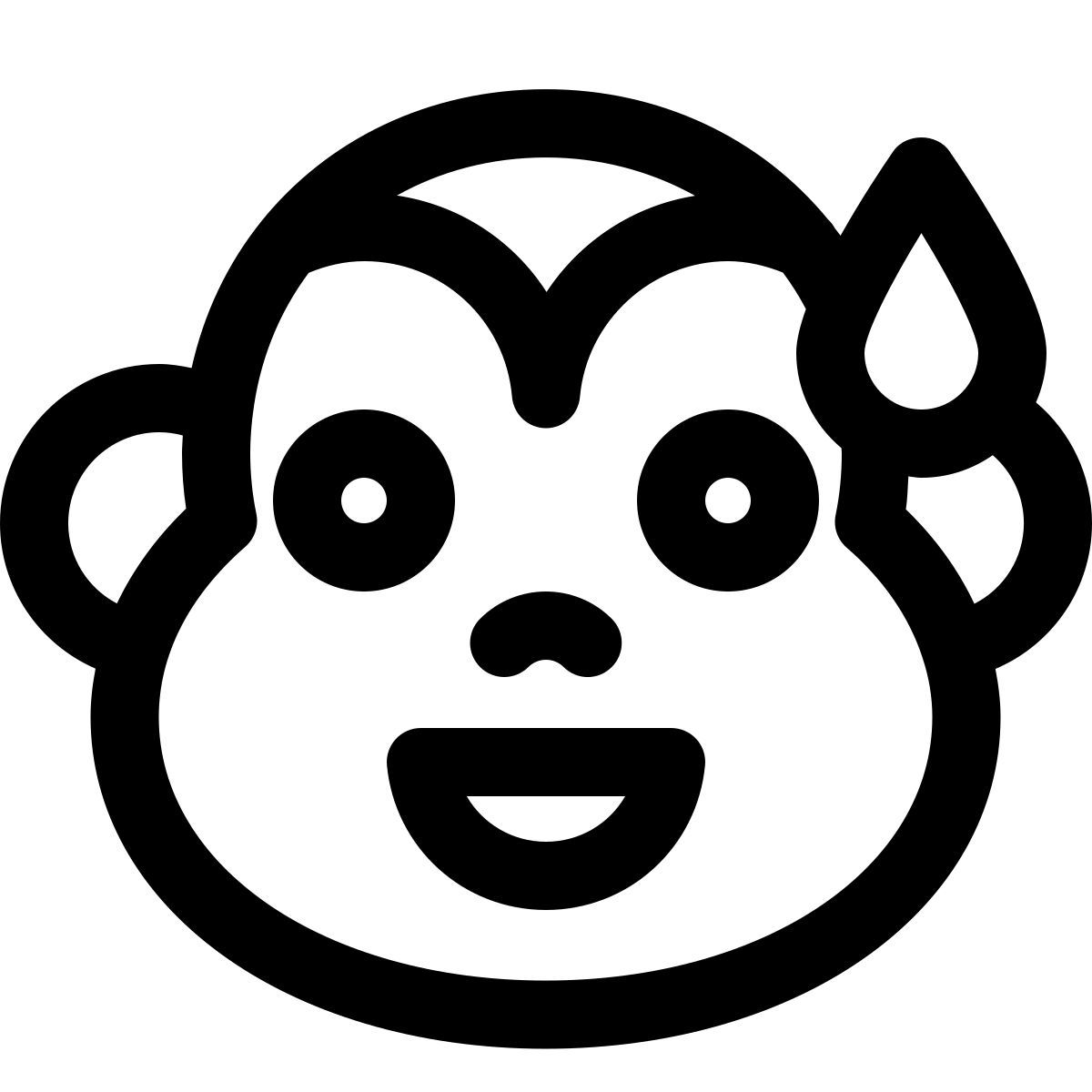 singe souriant avec une expression faciale en sueur froide icon