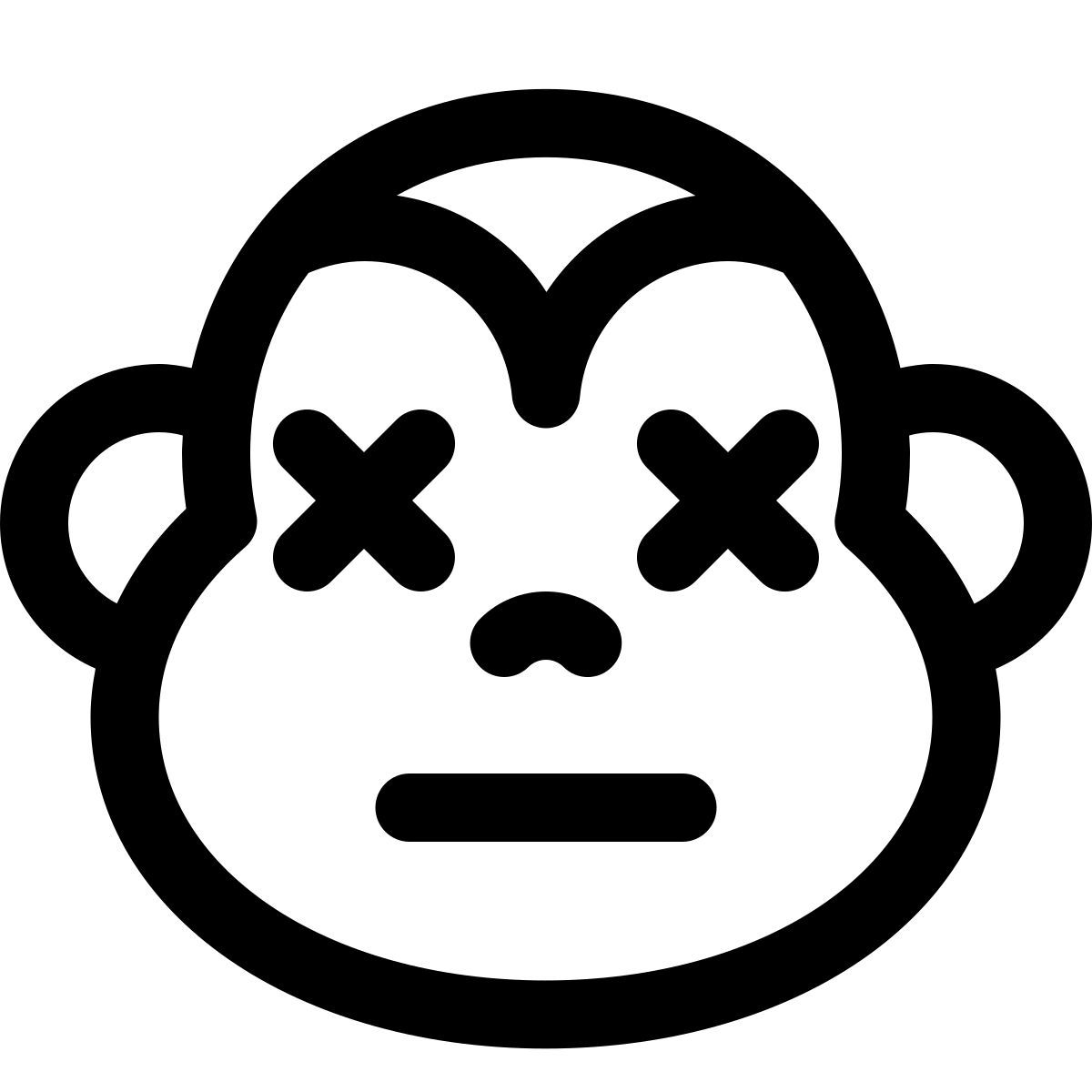 affe im neutralen stadium mit geschlossenen augen icon