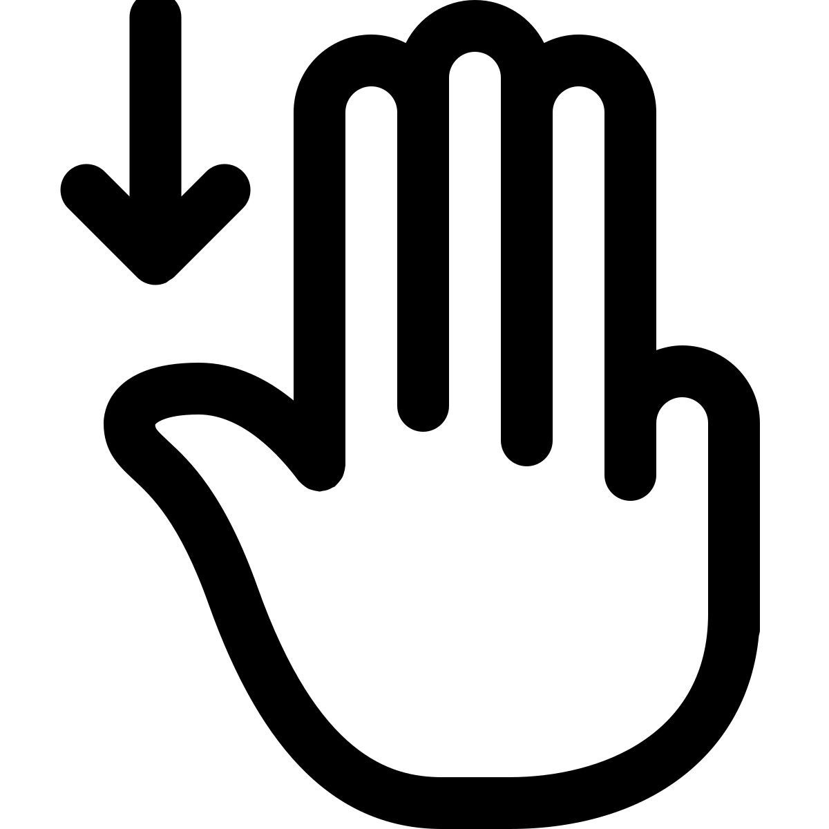 three finger drag down icon