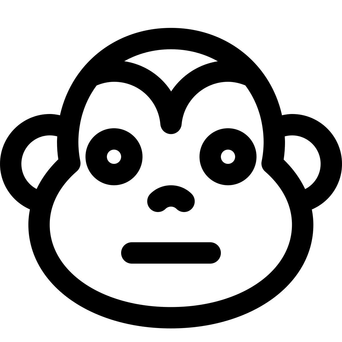 neutral monkey face emoji with flat mouth expression icon