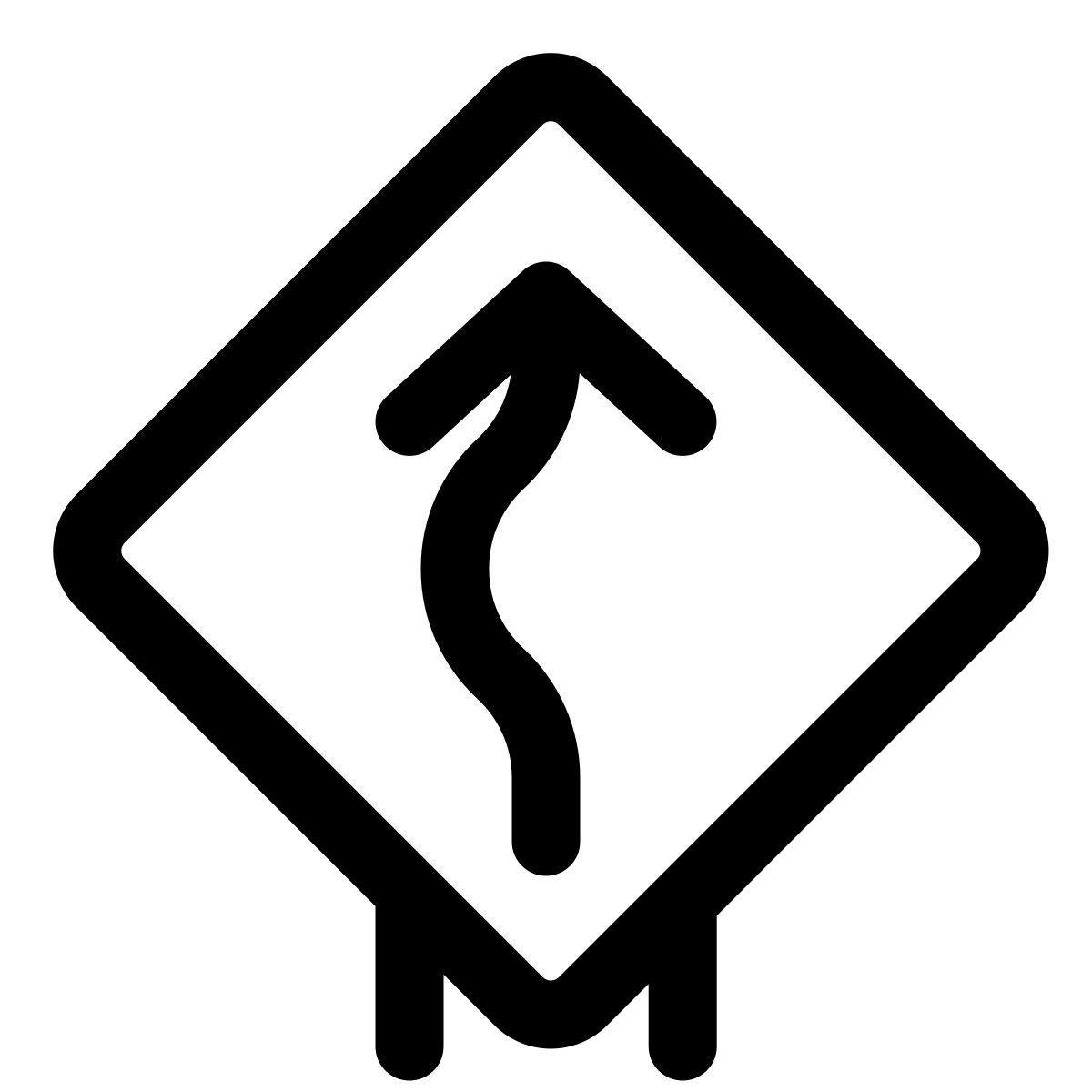winding road sign icon