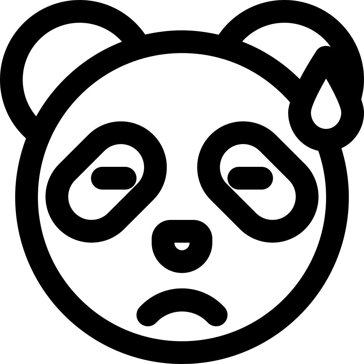 panda triste avec une expression faciale en sueur froide icon