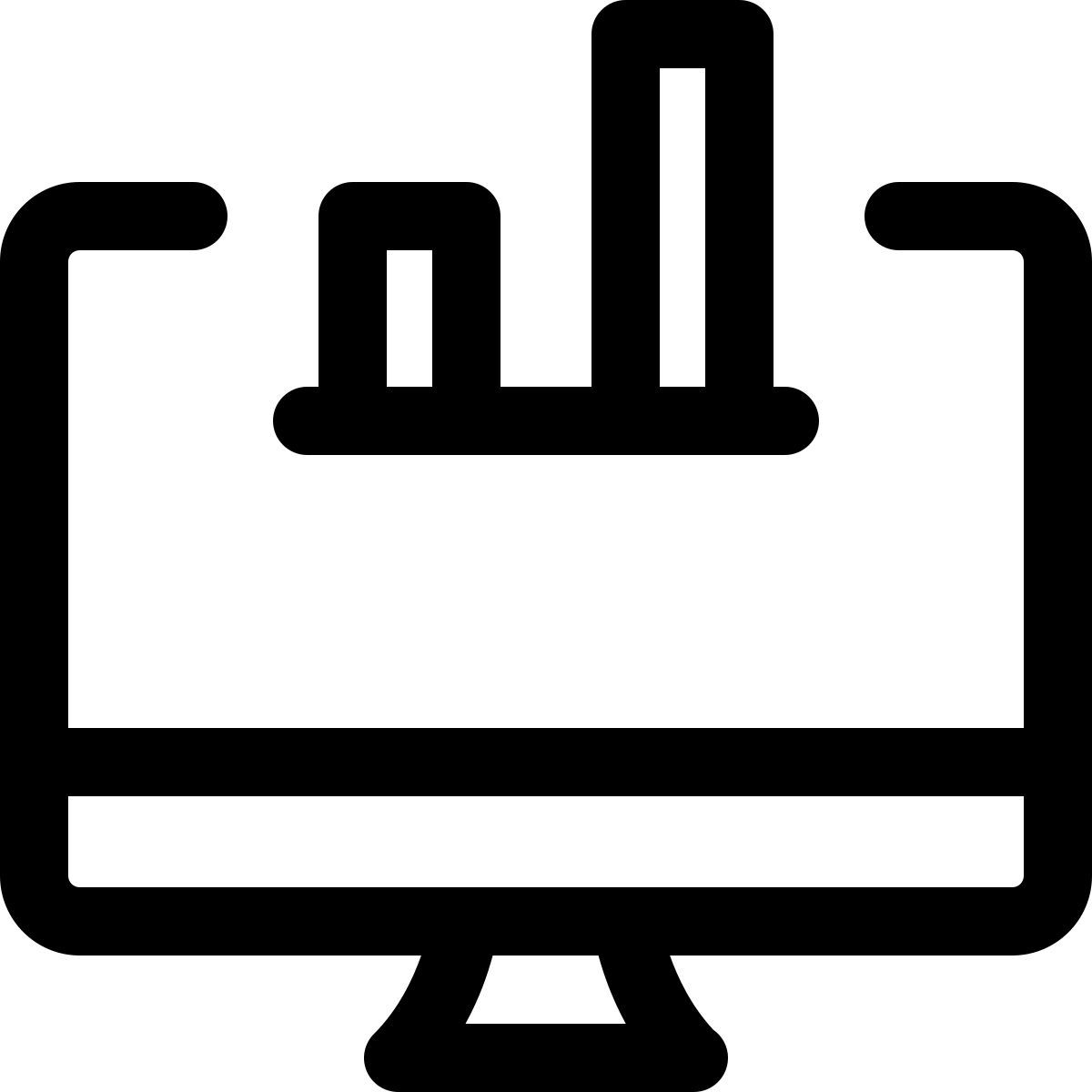 bar graph on computer icon
