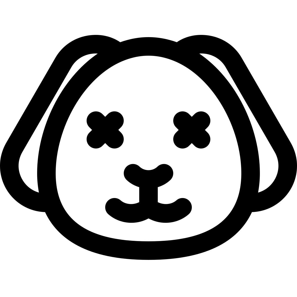 welpe im neutralen stadium mit gekreuzten augen icon