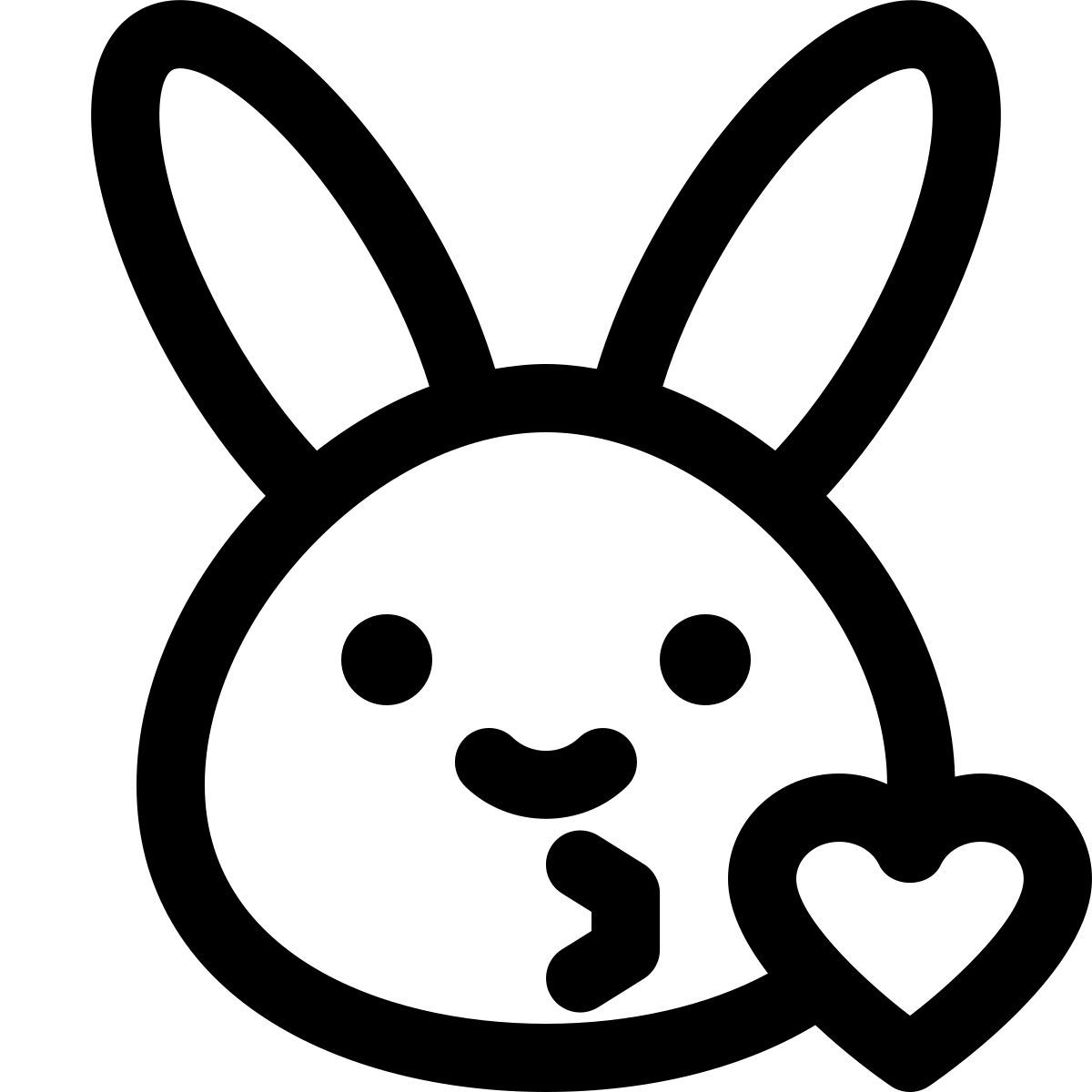 Rabbit with eyes open emoji blowing kiss with heart icon