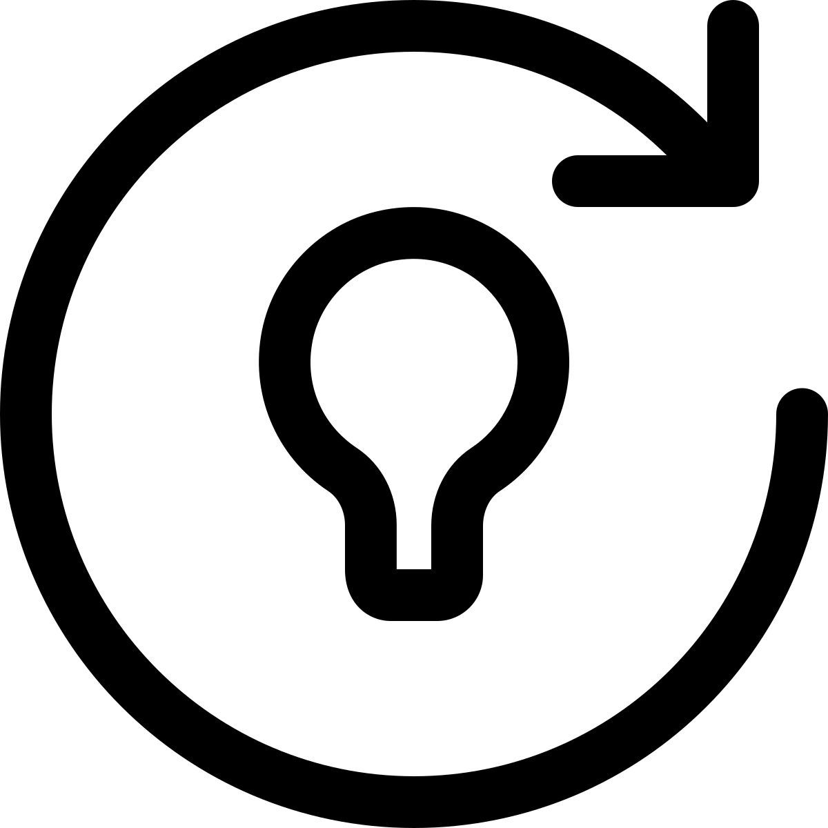 external refresh innovative ideas with lighting bulb and arrow startup regular tal revivo icon