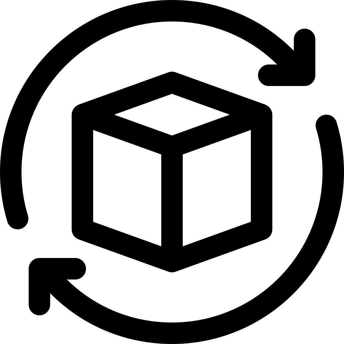 Reload cube design with loop arrows layout icon
