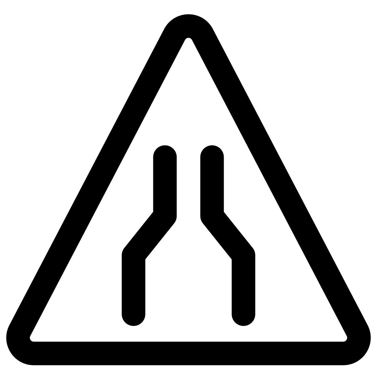 road narrows sign icon