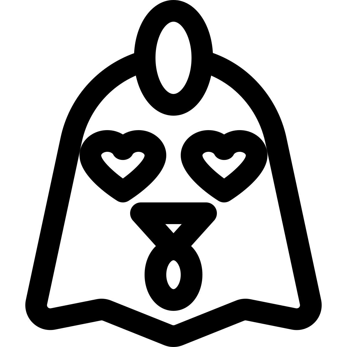 ハートの目をしたロマンチックな鶏の顔の絵文字 アイコン