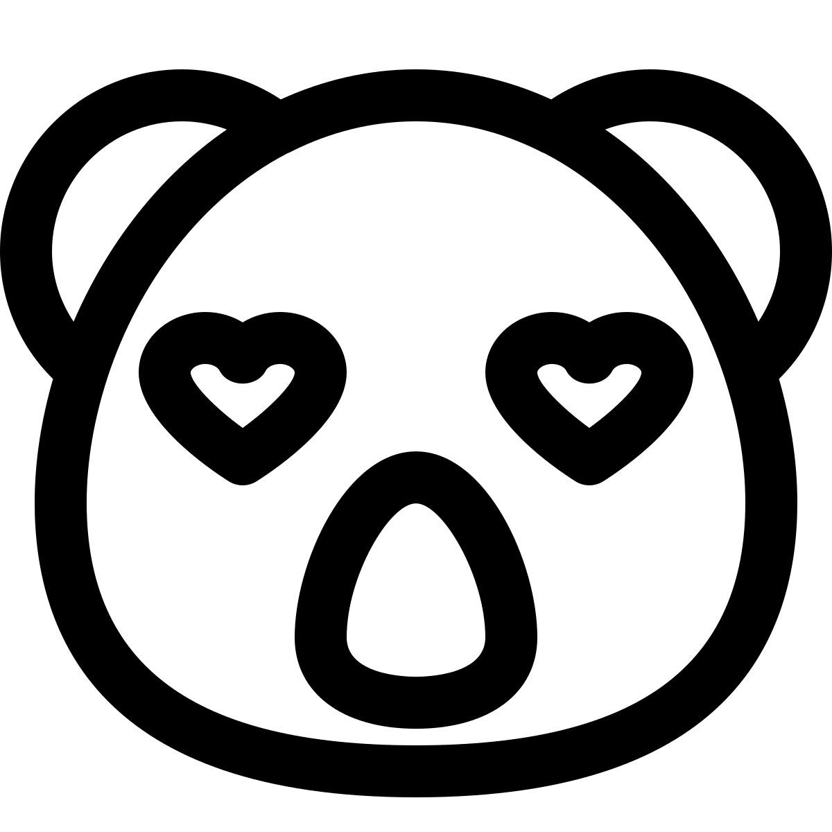 romantic happy koala with heart eyes in love emoji icon