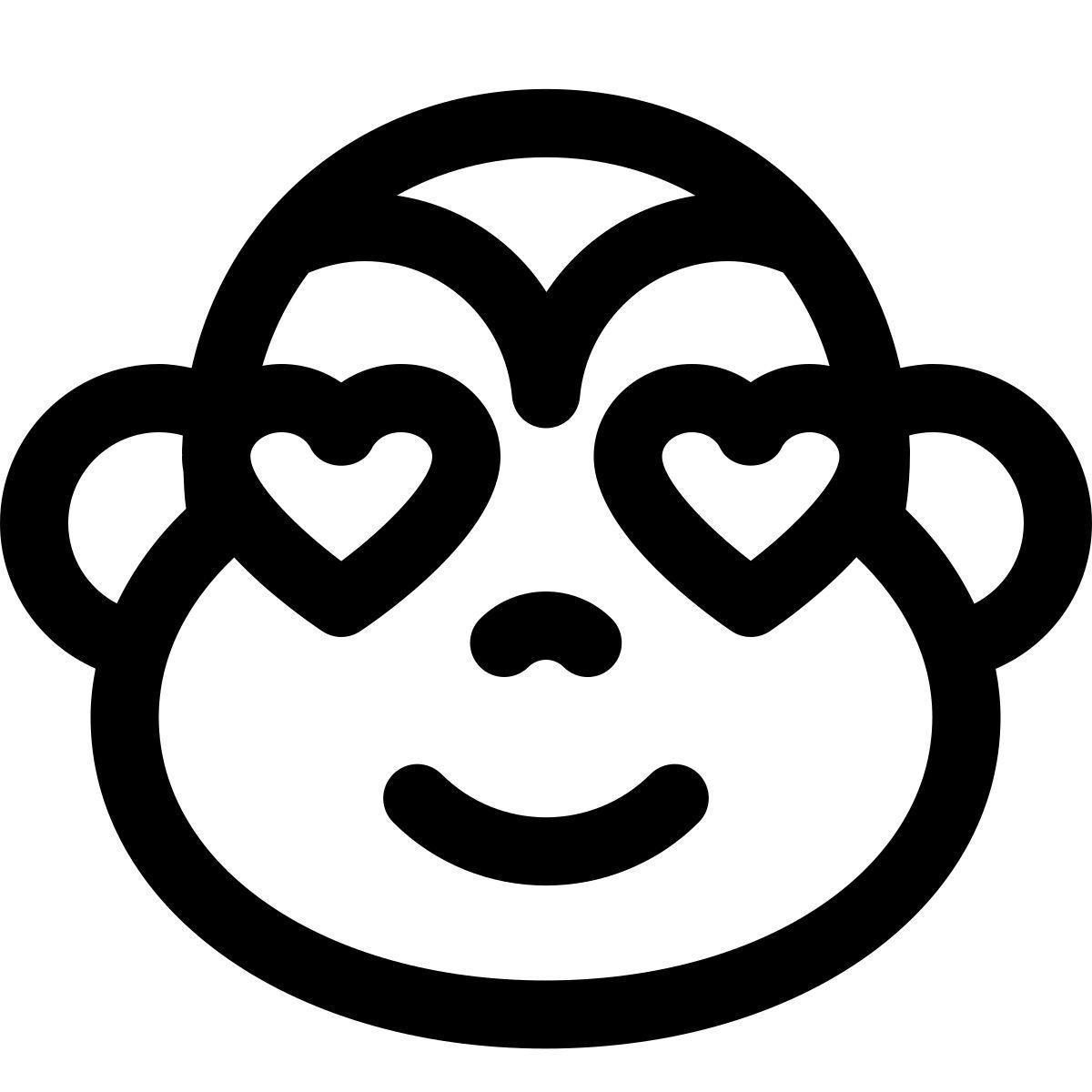 romantic happy monkey with heart eyes in love emoji icon