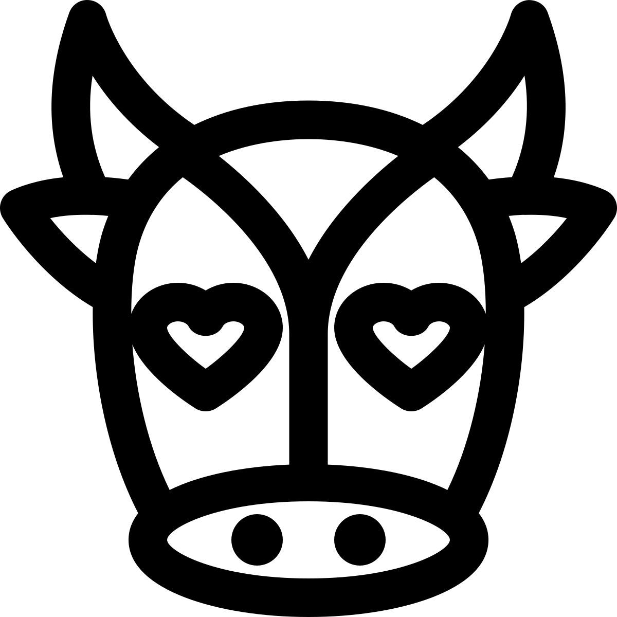romantic heart eyes cow face pictorial representation icon