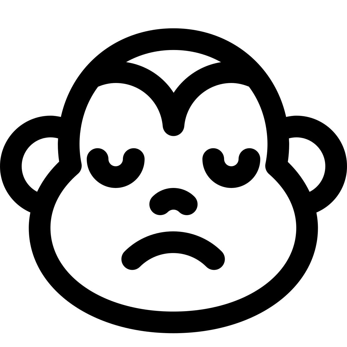 sad face pictorial representation monkey emoji for chat icon