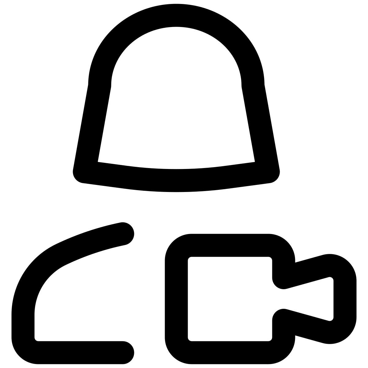 single female user under video chat meeting during lockdown icon