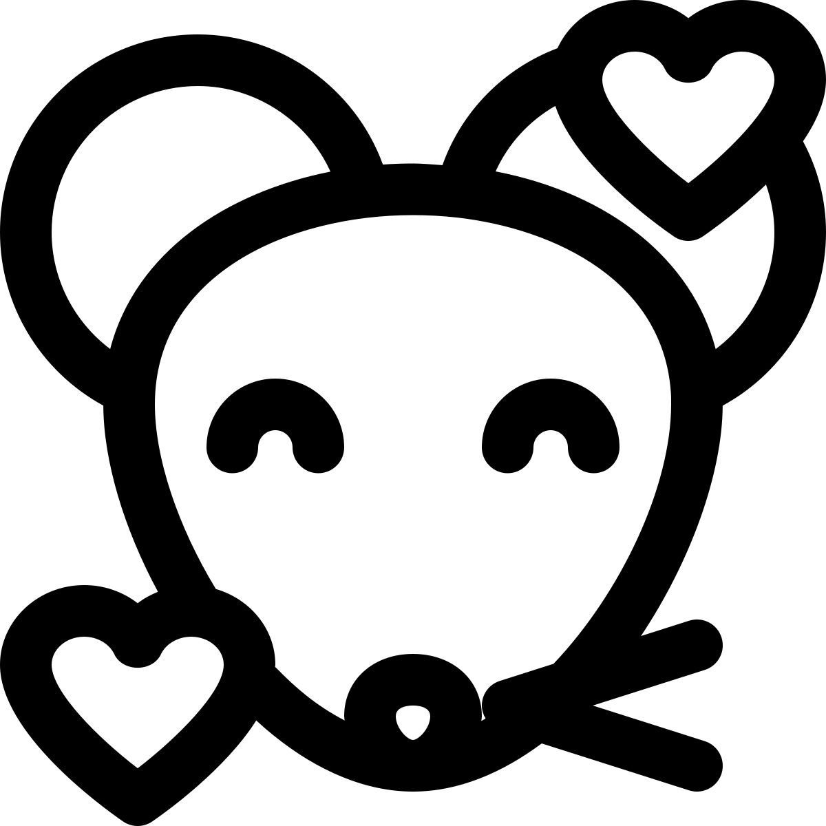 smiling mouse with hearts revolving around face emoticon icon