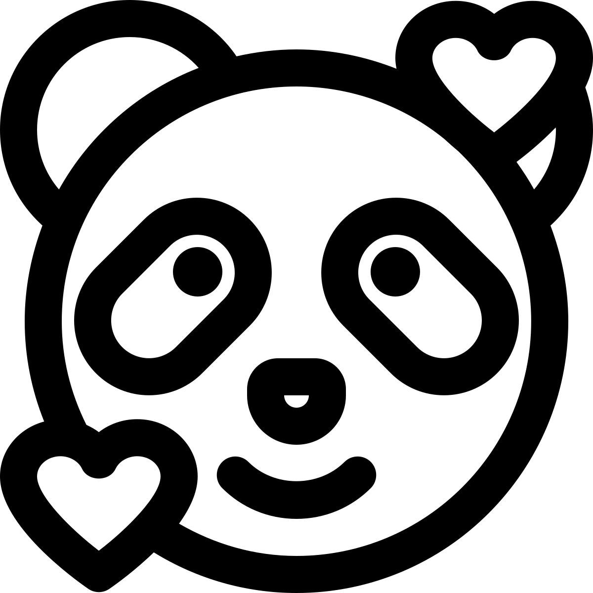 smiling panda with hearts revolving around face emoticon icon