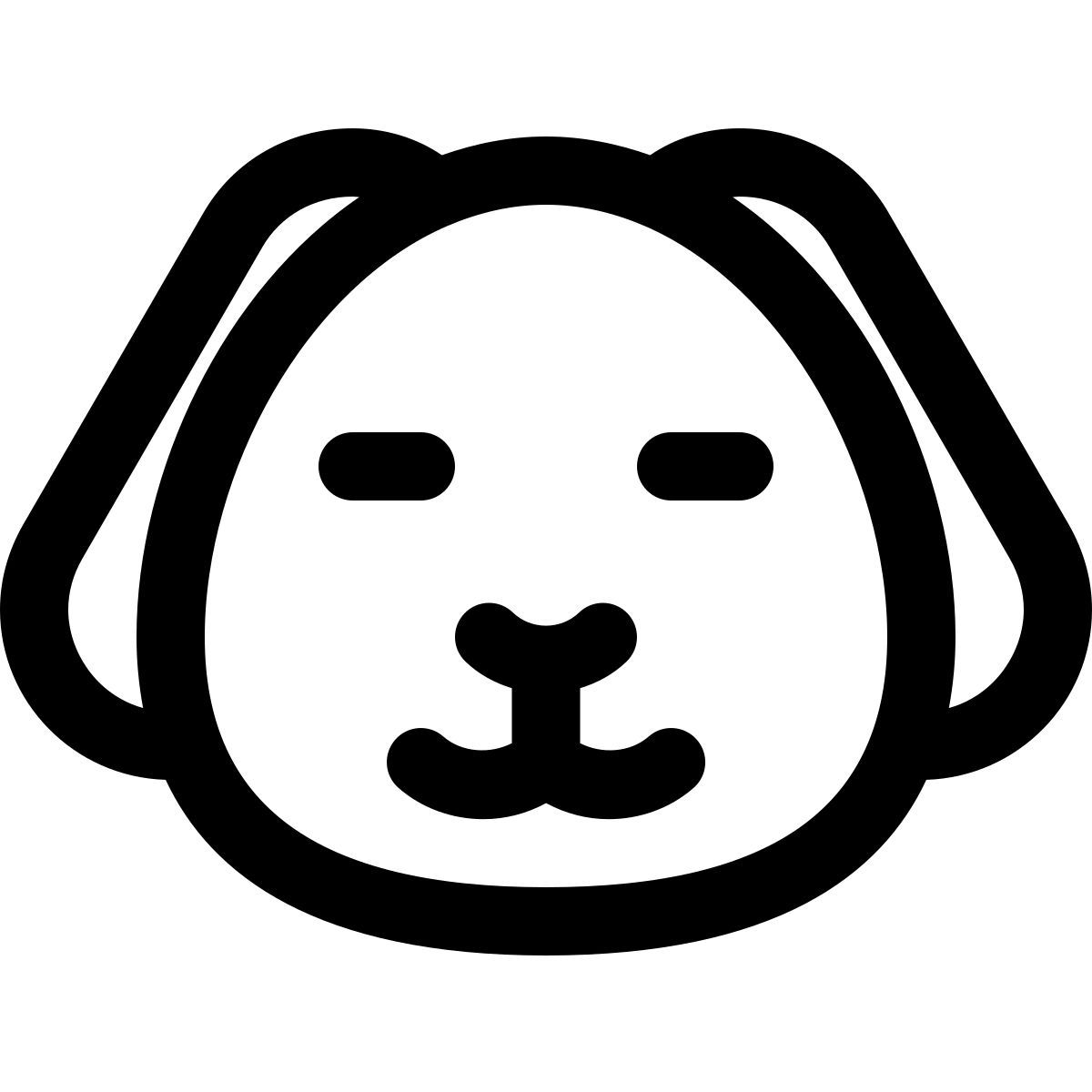 smiling puppy with eyes closed emoticon shared on social media icon