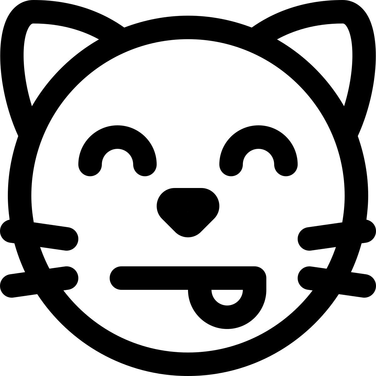 squint cat emoticon and tounge out facial expression icon