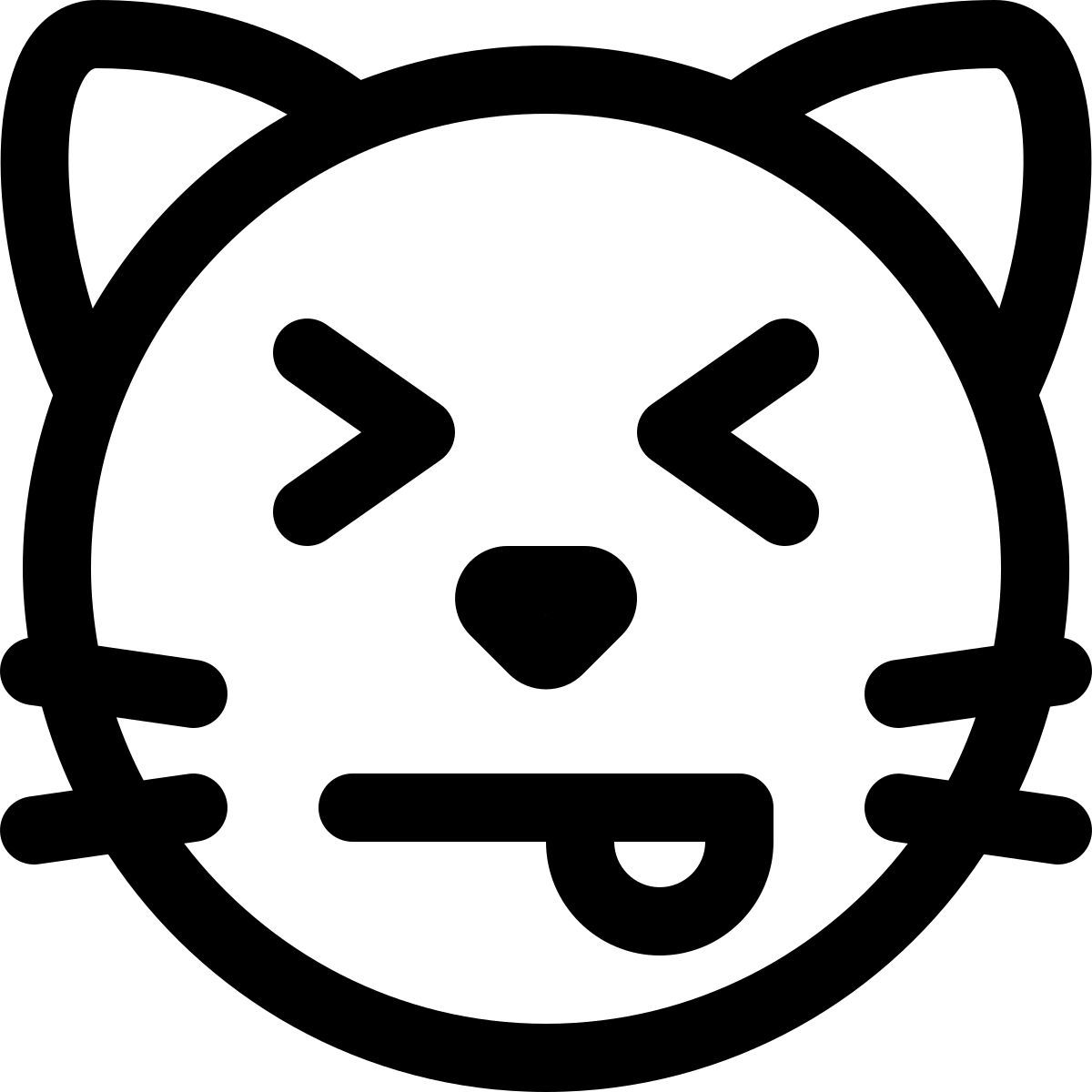 squint cat emoticon with eyes closed and tounge out icon