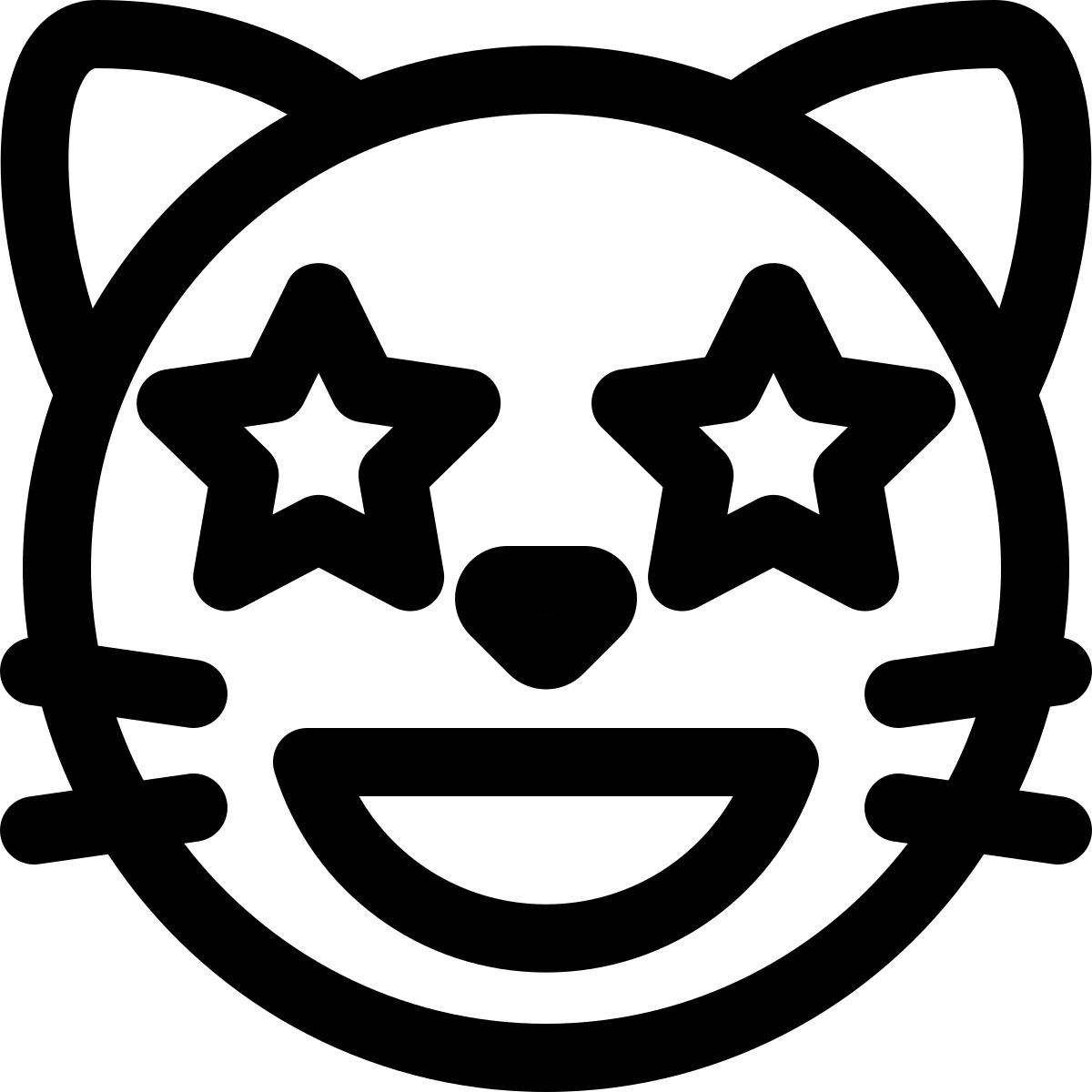 icône star struck eyes happy cat emoticon shared on internet