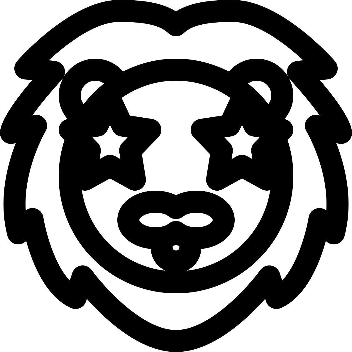 stern klebt auf den augen eines löwen emoticons icon