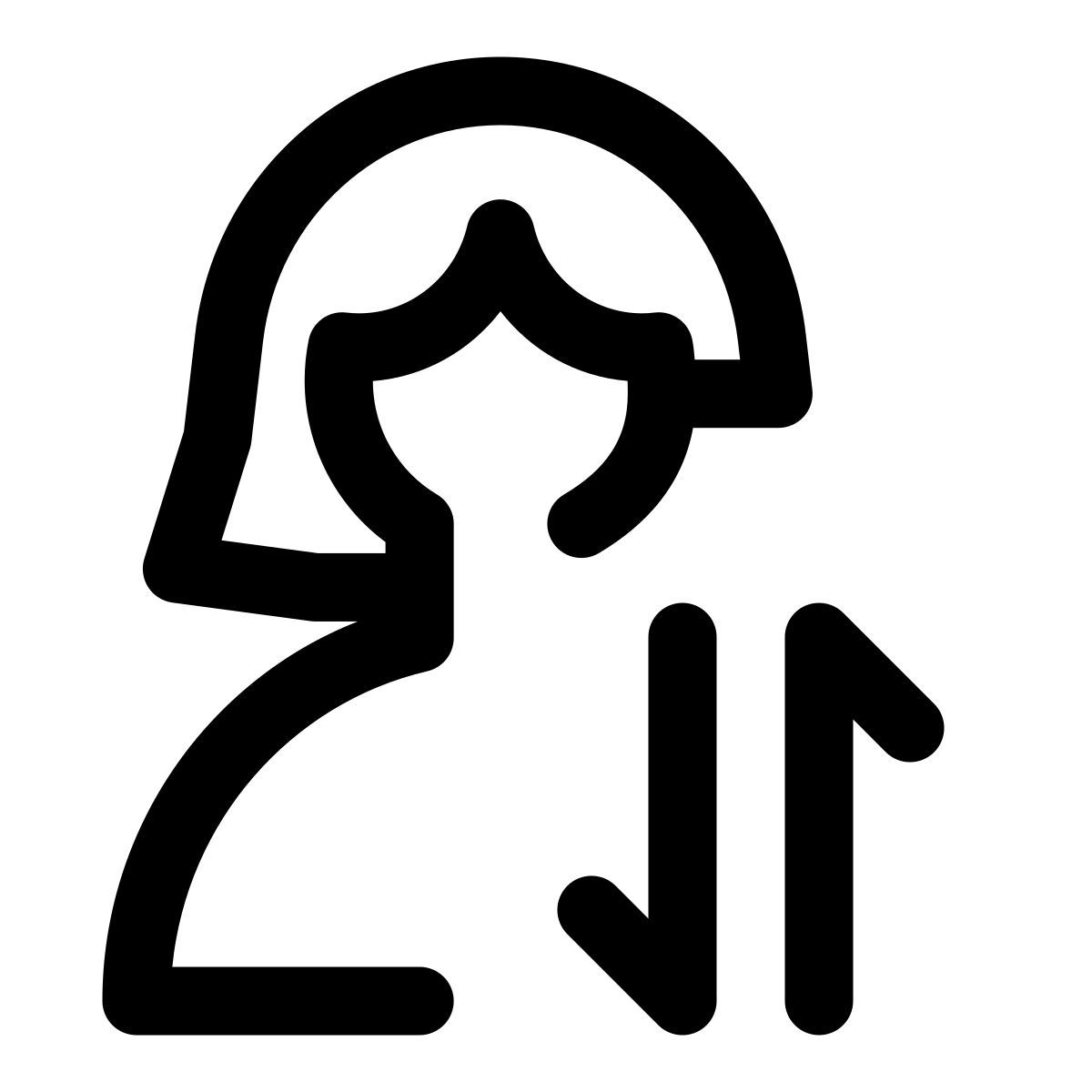 User with a up and down both arrow direction for data transfer layout icon