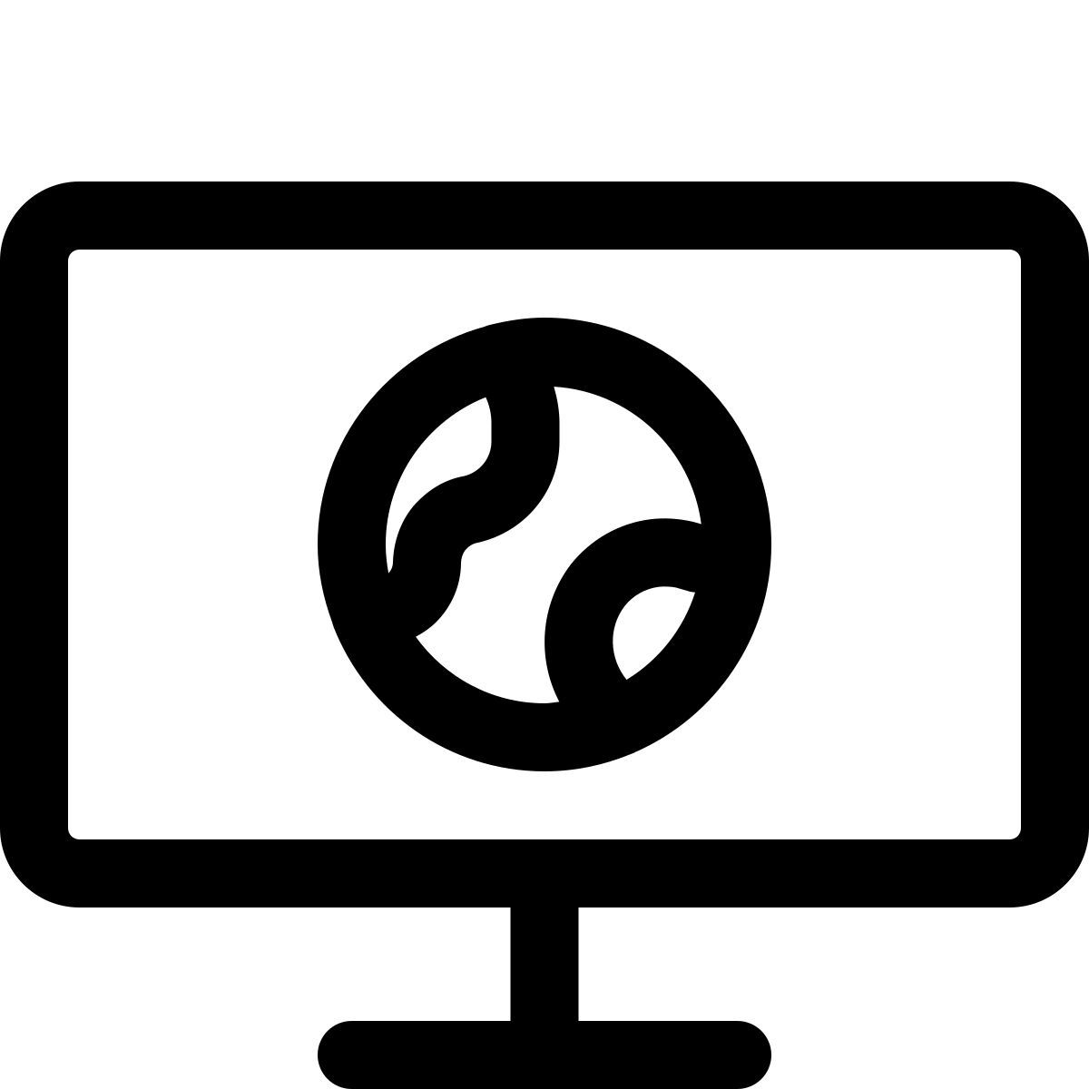 wide monitor personal computer with internet access icon