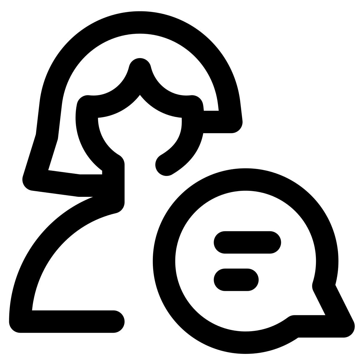 Woman using cellular chat message with speech bubble layout icon