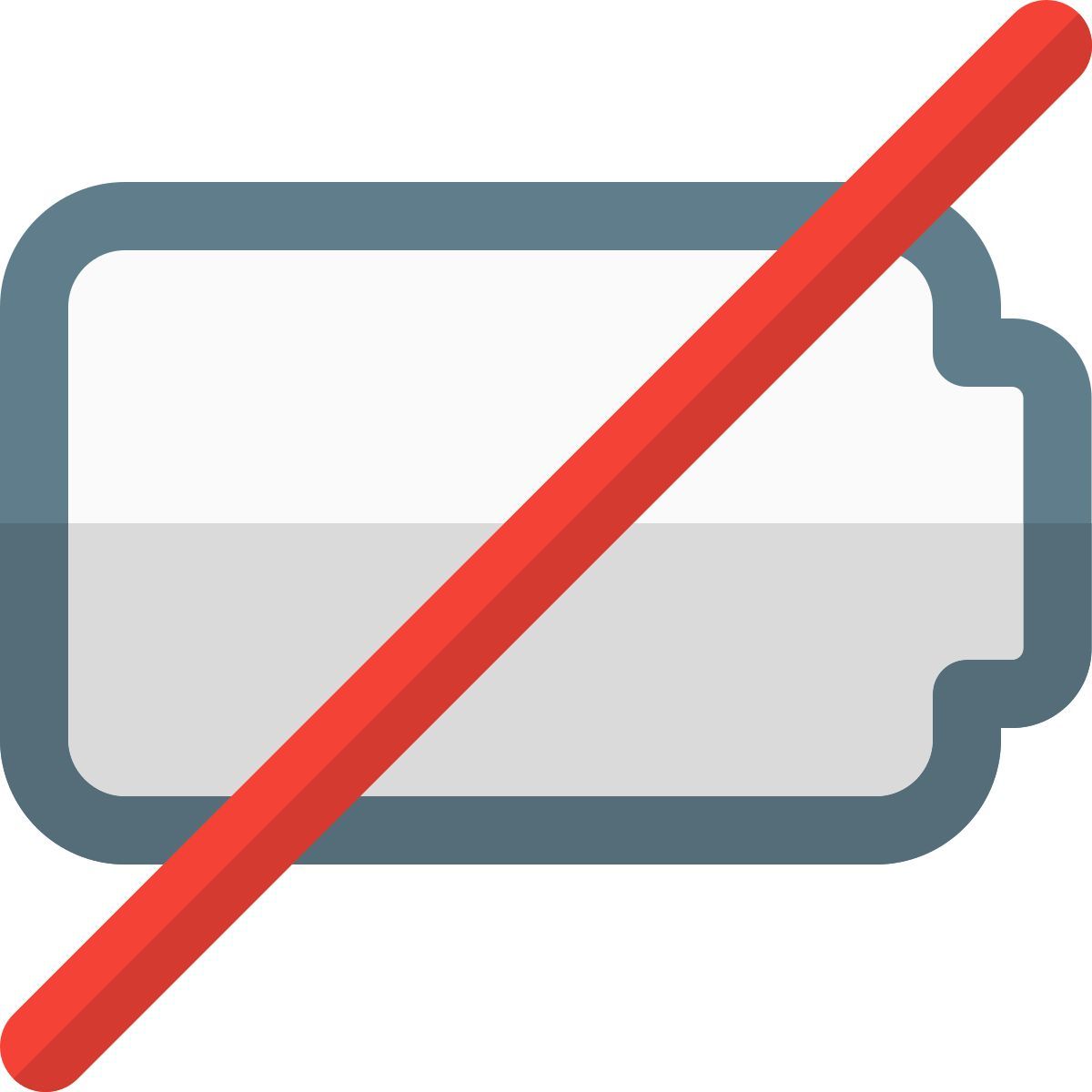 battery not available or damaged with crossed layout icon