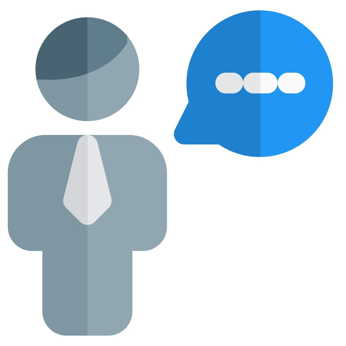 businessman chatting with customer support executive agent icon