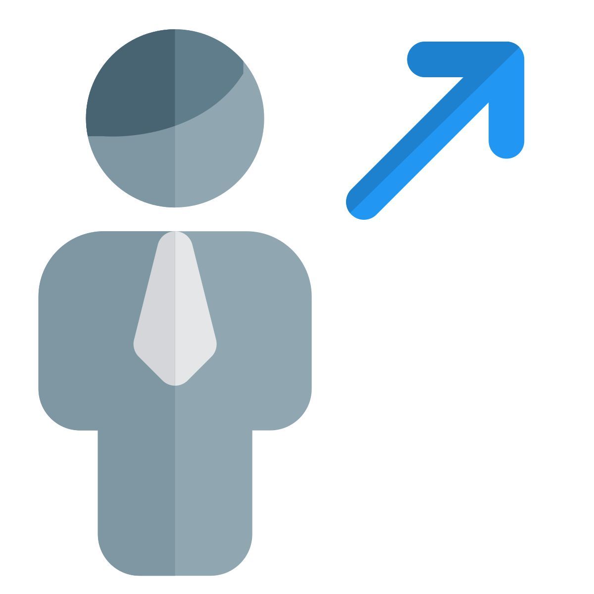 businessman moving in direction north east direction icon