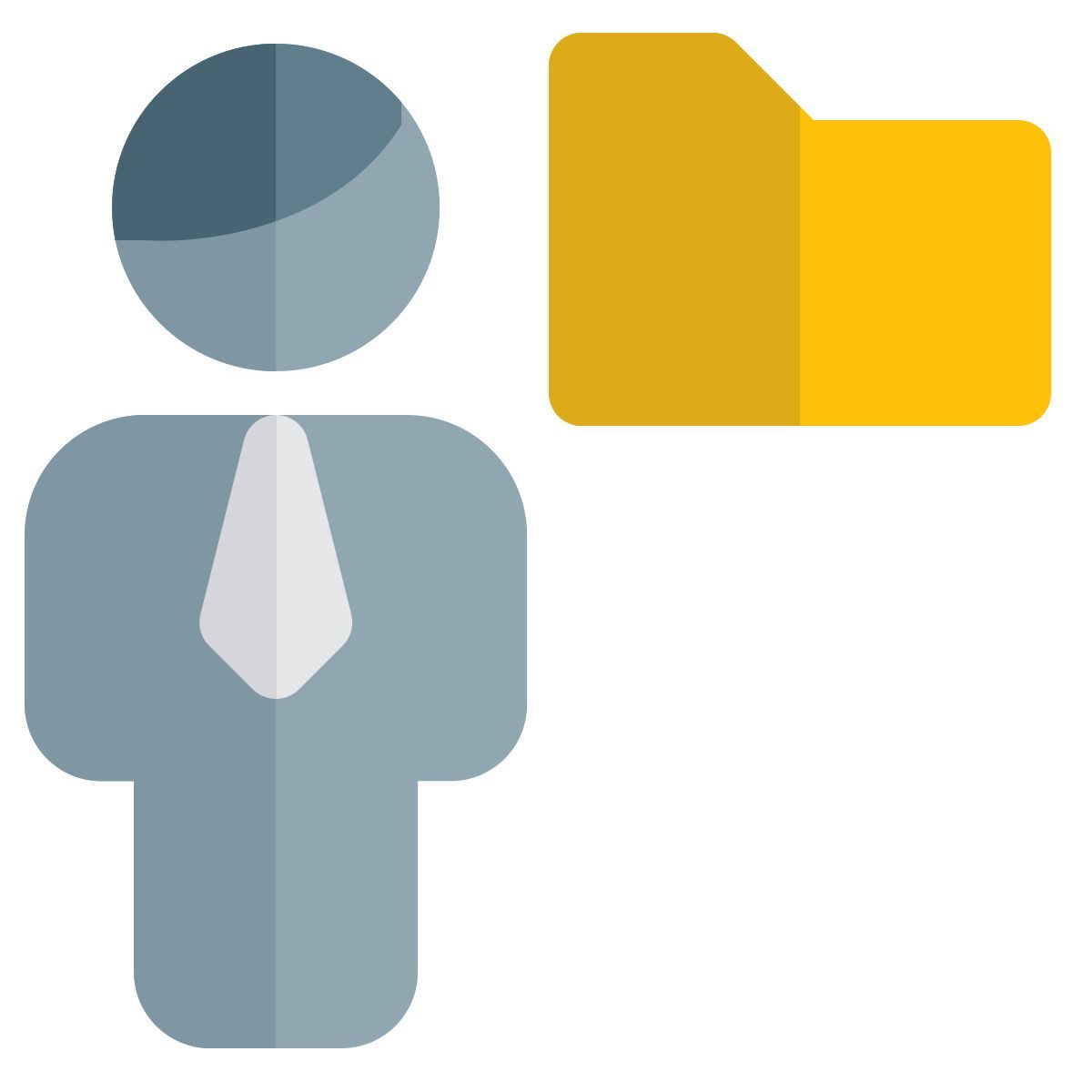 businessman sharing a single folder on an online server icon