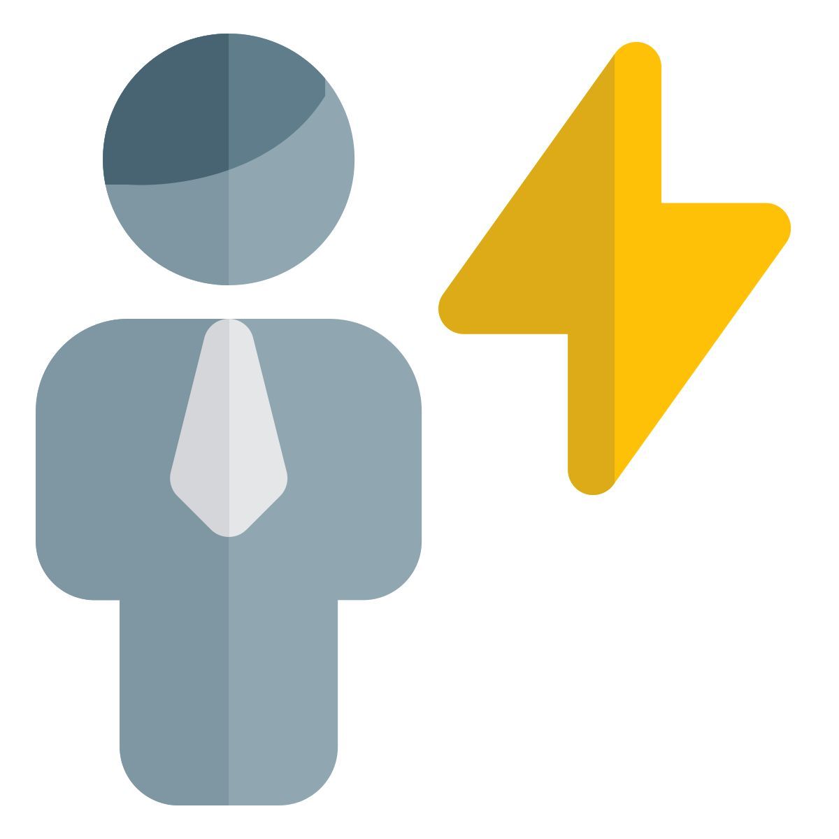businessman with a flash layout isolated on a white background icon