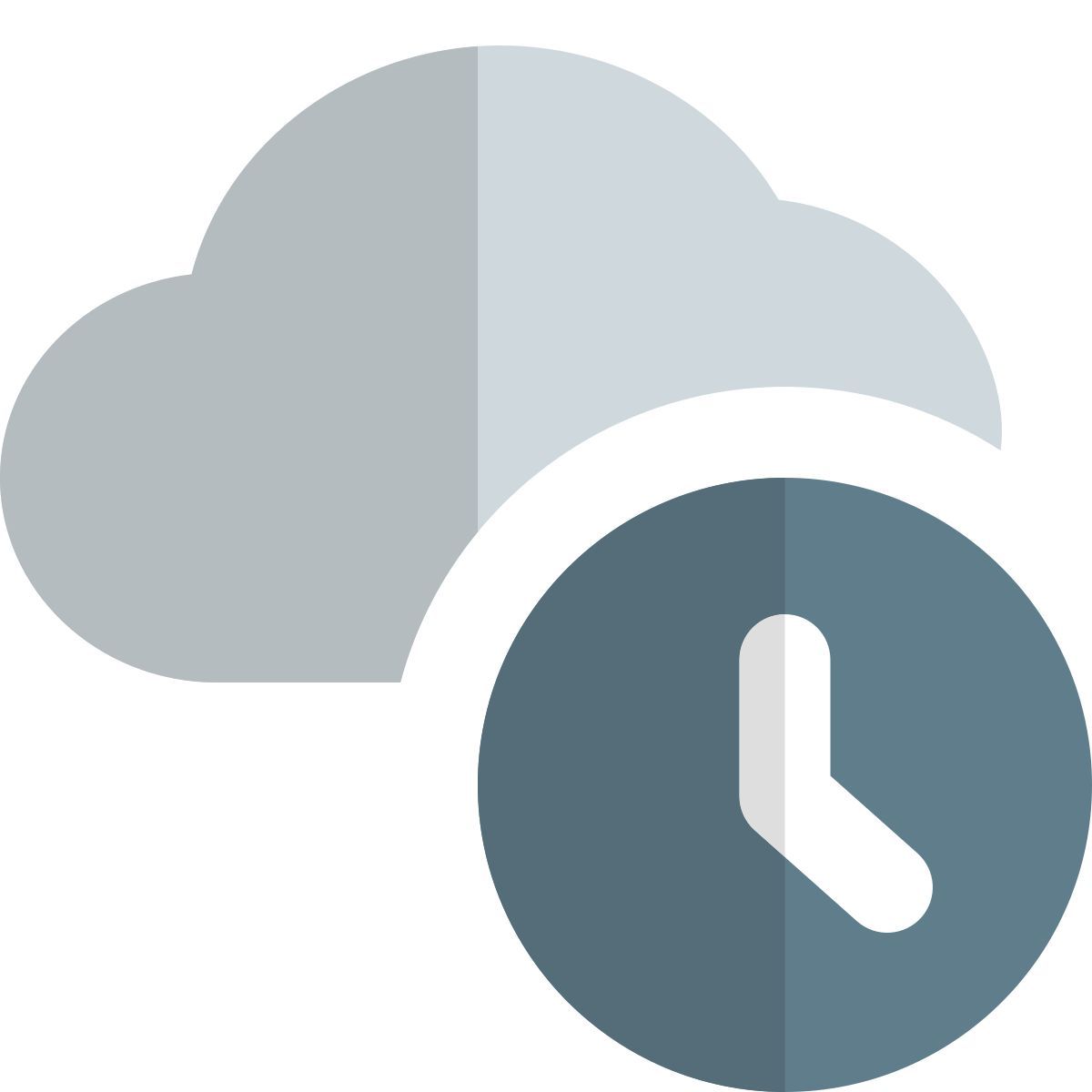 외부 클라우드 스토리지 지연 타이머 격리된 흰색 배경 클라우드 섀도우 탈 부활 icon