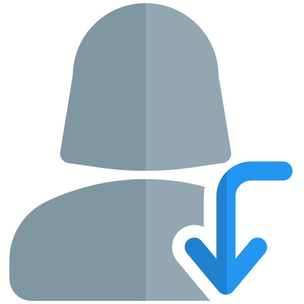 curve download arrow for female user profile data download icon