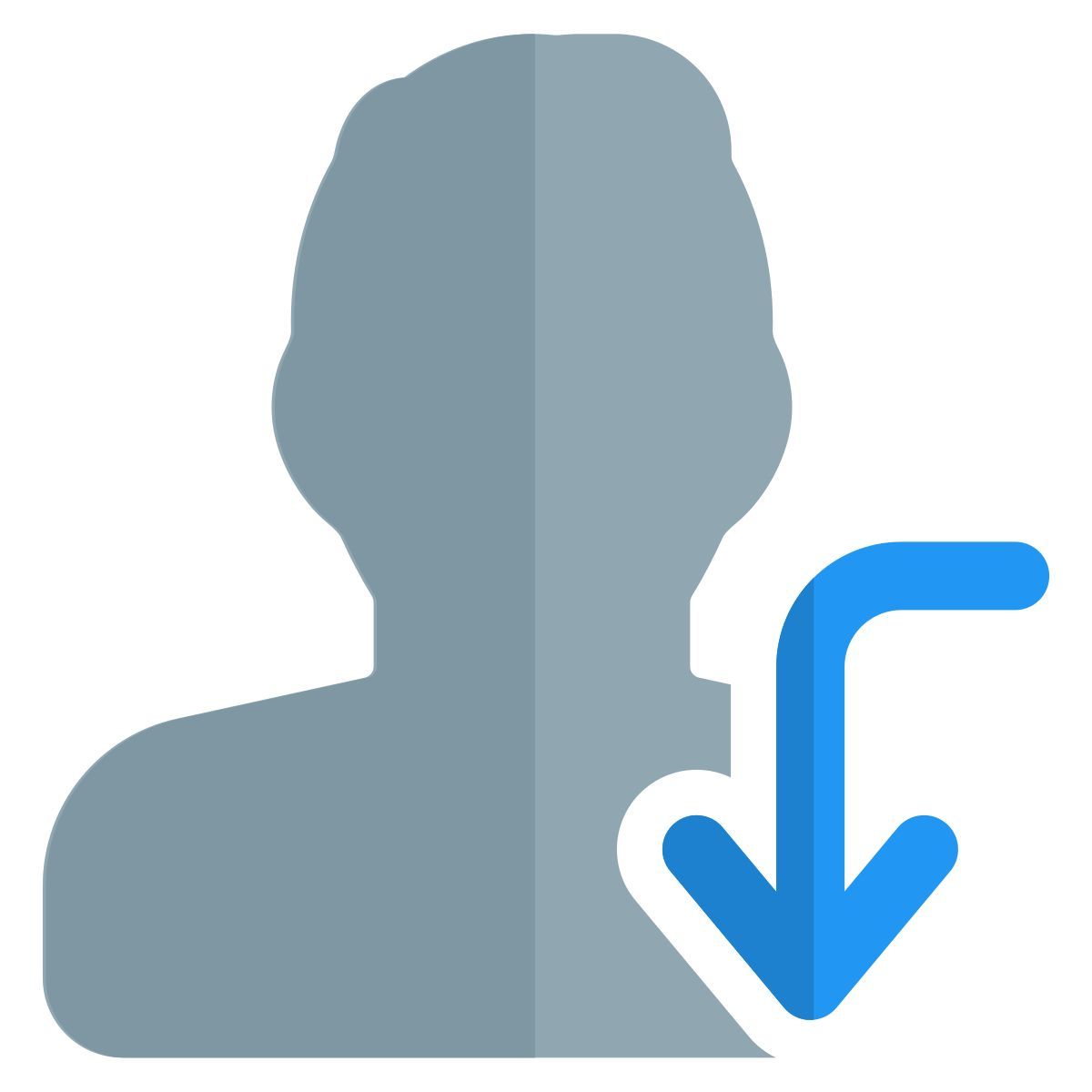 user curved down arrow icon