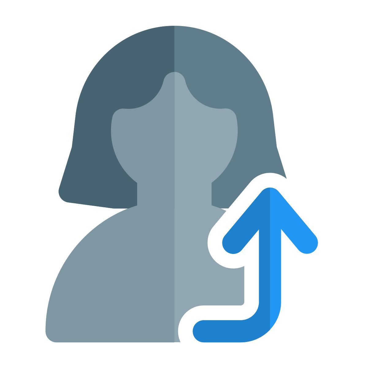 사용자 프로필 데이터 다운로드를 위한 곡선 업로드 화살표 icon