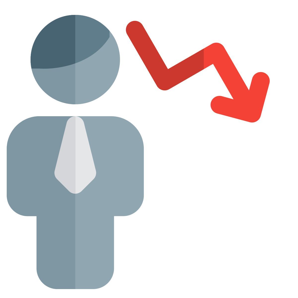 downtrend chart of an businessman from the previous businessman icon