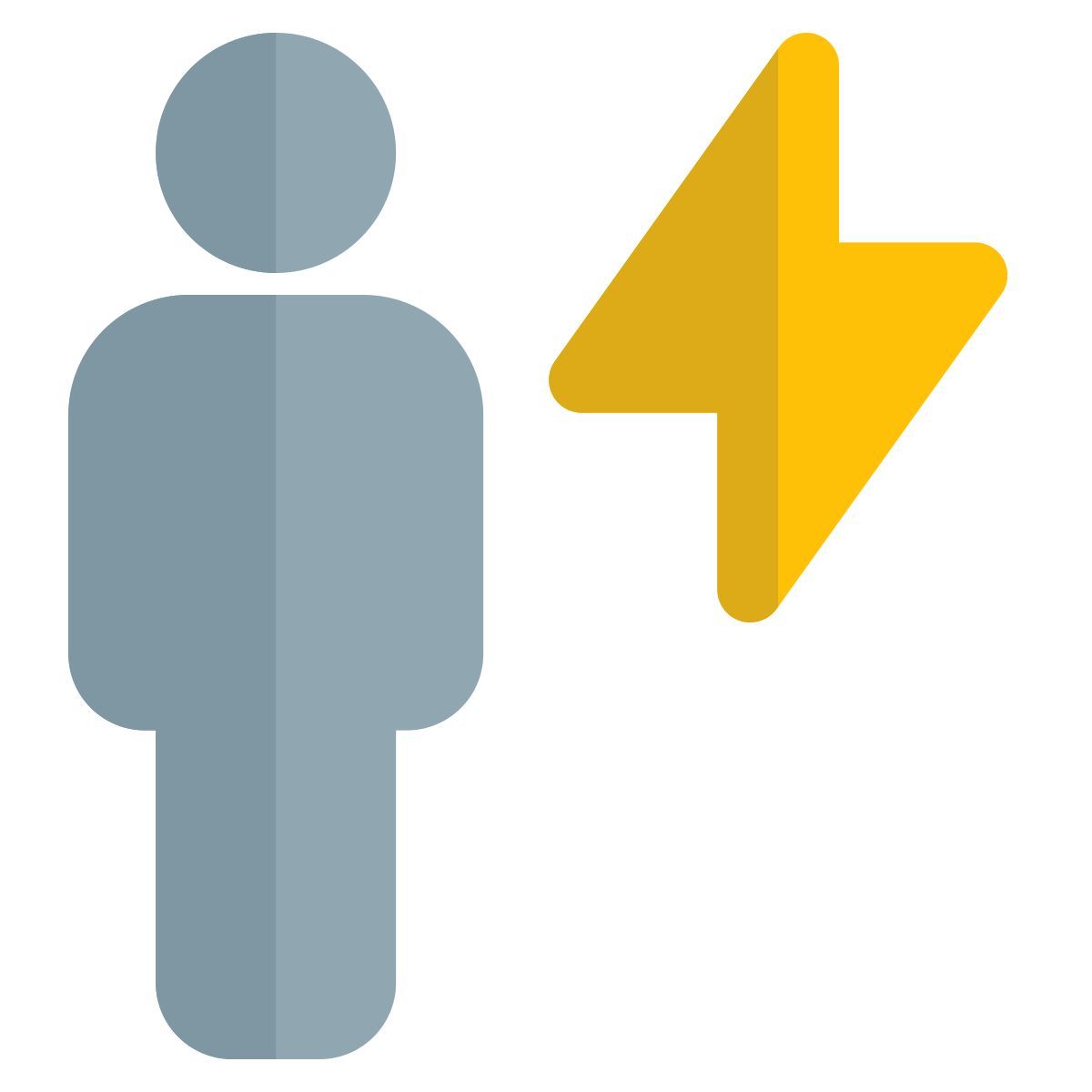 employee with a flash layout isolated on a white background icon